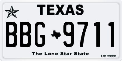 TX license plate BBG9711