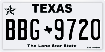 TX license plate BBG9720