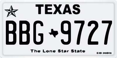 TX license plate BBG9727