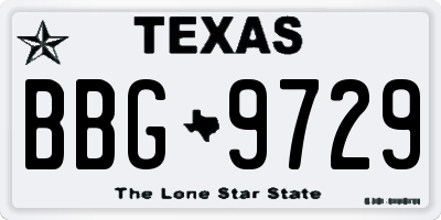 TX license plate BBG9729