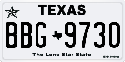 TX license plate BBG9730