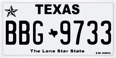 TX license plate BBG9733