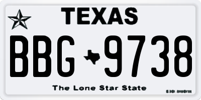 TX license plate BBG9738