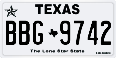 TX license plate BBG9742