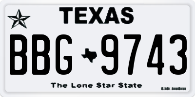 TX license plate BBG9743