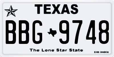 TX license plate BBG9748