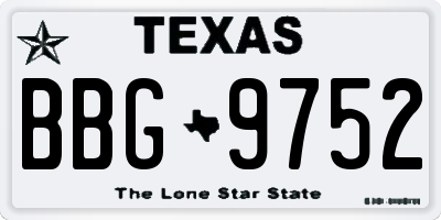 TX license plate BBG9752