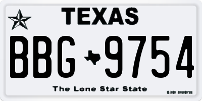 TX license plate BBG9754