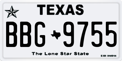 TX license plate BBG9755