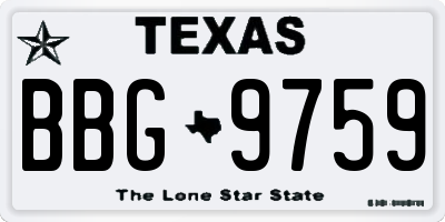 TX license plate BBG9759