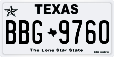 TX license plate BBG9760