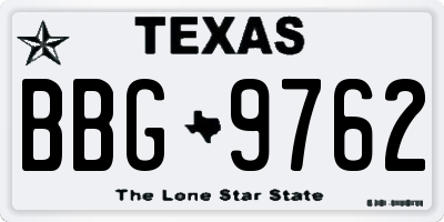 TX license plate BBG9762