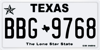 TX license plate BBG9768