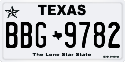 TX license plate BBG9782