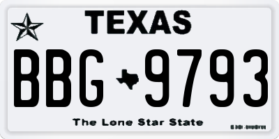 TX license plate BBG9793