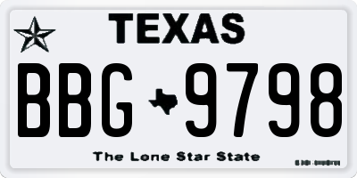 TX license plate BBG9798