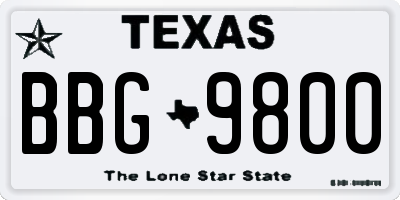 TX license plate BBG9800