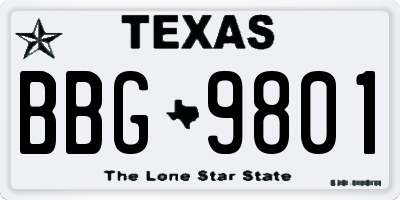 TX license plate BBG9801