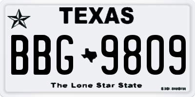TX license plate BBG9809