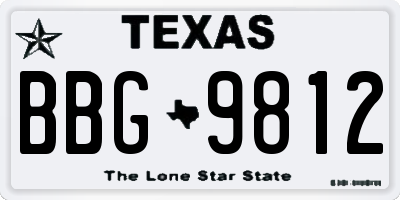TX license plate BBG9812