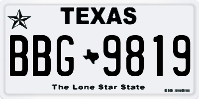 TX license plate BBG9819
