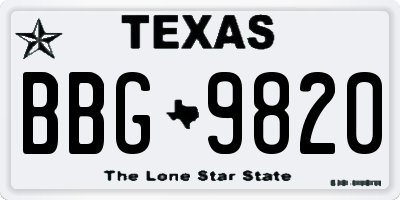TX license plate BBG9820