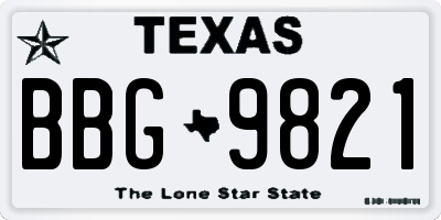 TX license plate BBG9821