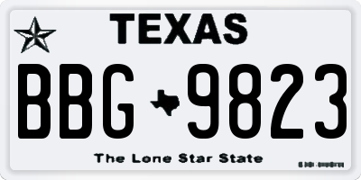 TX license plate BBG9823