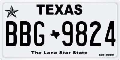 TX license plate BBG9824