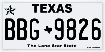 TX license plate BBG9826