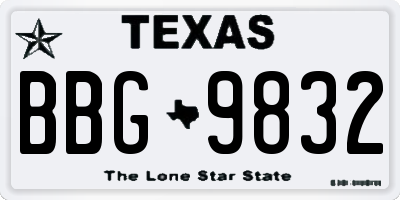TX license plate BBG9832