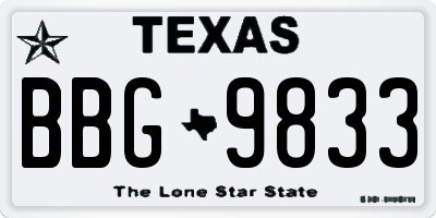 TX license plate BBG9833