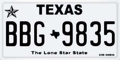 TX license plate BBG9835