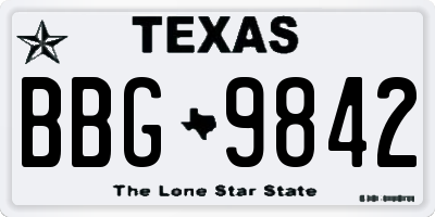 TX license plate BBG9842
