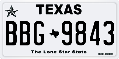 TX license plate BBG9843