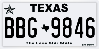 TX license plate BBG9846