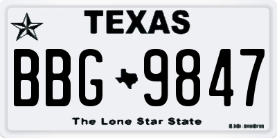 TX license plate BBG9847