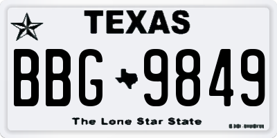 TX license plate BBG9849