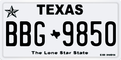 TX license plate BBG9850