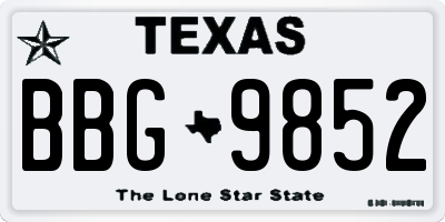 TX license plate BBG9852