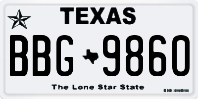 TX license plate BBG9860