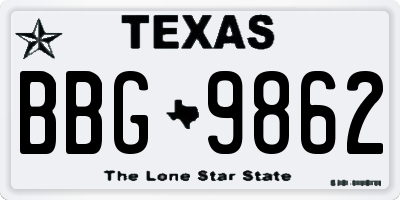 TX license plate BBG9862