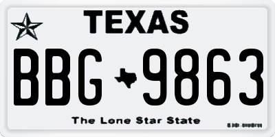 TX license plate BBG9863