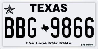 TX license plate BBG9866