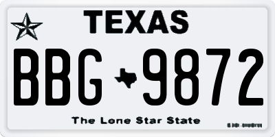 TX license plate BBG9872
