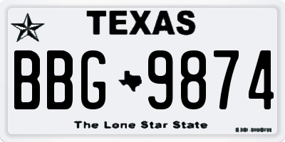 TX license plate BBG9874