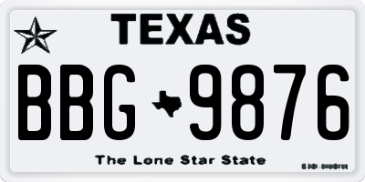 TX license plate BBG9876