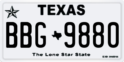 TX license plate BBG9880