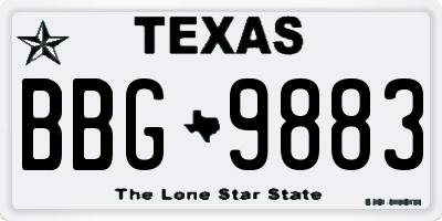 TX license plate BBG9883