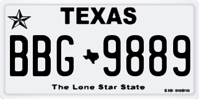 TX license plate BBG9889